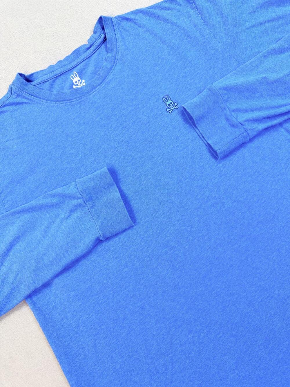 Psycho Bunny Shirt Mens Large 6 Blue Pima Cotton Bunny Skull Long Sleeve Tee